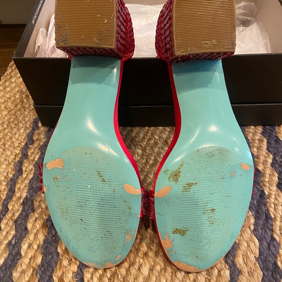 Blue by Betsy Johnson wedding heels Red Rhinestone 
Mari Block Heel Sand… - Picture 5 of 6